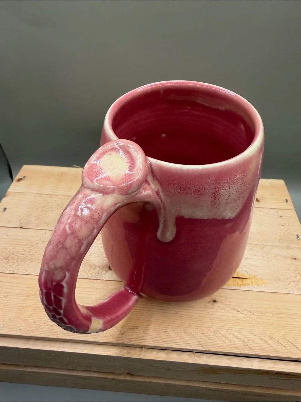 Pink Ceramic Coffee Mug with Glossy Drip Glaze - Unbranded